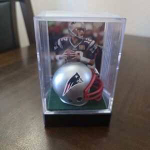 Tom Brady Miniature Silver Football Helmet with Card